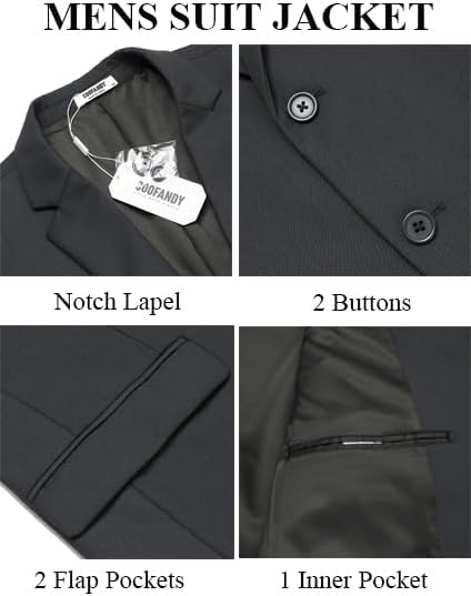COOFANDY Men's 3 Pieces Suits Classic Fit 2 Buttons Dress Suit Set Wedding Business Dinner Prom Jacket Vest Pants - Image 6