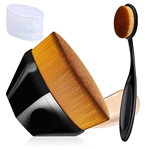 2 Pcs Liquid Brush Foundation Brush Face Brush Blending Brush for Blending Liquid Cream Flawless Powder Cosmetics- Buffing Blending Face Brush