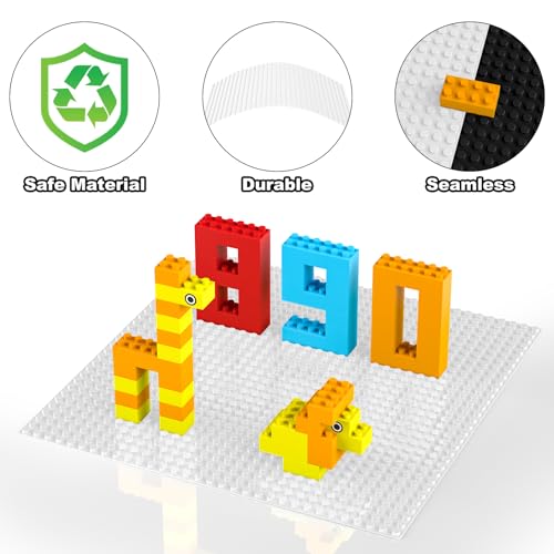 Image of Pokiiulk Classic Baseplates, Peel and Stick Base Plates for Building Bricks, Compatible with Major Brands, Self-Adhersive Base for Bricks 10 inch x 10 inch, 6 Pack White