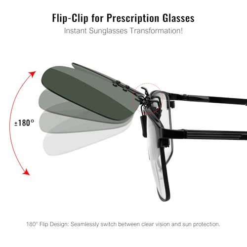 Image of MERRY'S Polarized Clip on Sunglasses Flip Up Metal Clip Attachments for Prescription Glasses