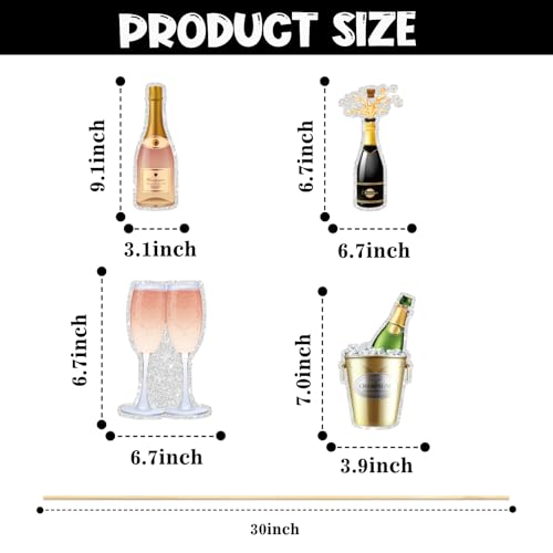 Image of Champagne Centerpiece Sticks, Cheers and Beers Table Toppers, 21st Birthday Anniversary Party Decoration, Wine Bottle for Bachelorette Party Decoration Supplies.Set of 16