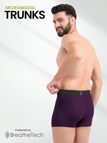 Image of Freecultr Men's Underwear Micromodal Airsoft Trunk - Ultra Soft, Sweat Proof, Non-Itch, No Chafing, Anti Bacterial Fabric (Pack of 3) | Mens Underwear Combo Pack of 3