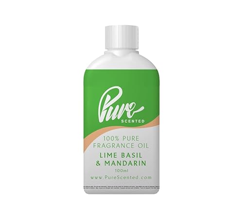 Pure Scented 100ml Fragrance Oil - Vegan & Cruelty-Free, for Candles, Soaps, Slime, Diffusers, Cosmetics, Wax Melts & DIY Crafts (1 x 100ml, Lime Basil & Mandarin)