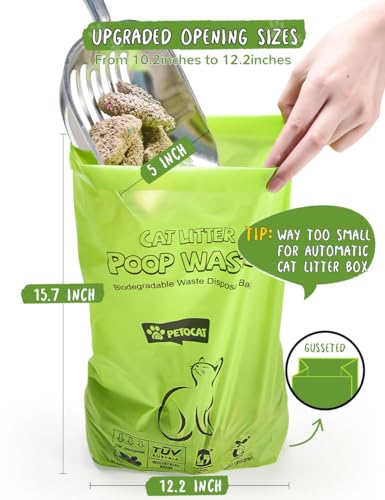 Image of Cat Litter Bags for Poop Biodegradable Cat Waste Disposal Bag Leakproof Durable and Unscented Large to Fit Any Scoop Strengthen Dog Poop Bag- 100 Count