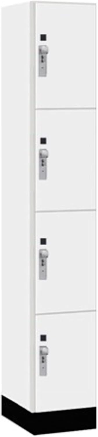 Salsbury 12" Wide Premier Wood Locker-Four Tier-1 Wide-6 Feet High-18 Deep-Arctic White-Silver Hasps