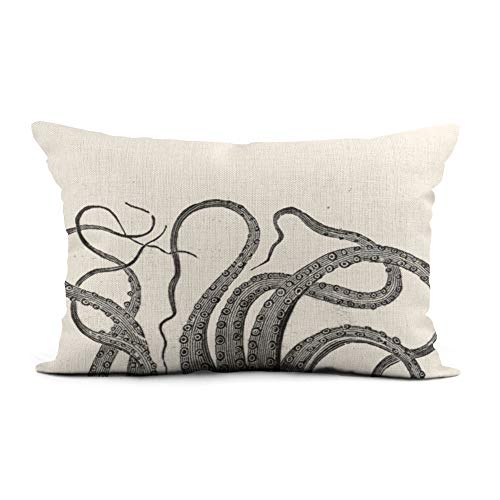 Topyee Throw Pillow Cover 12x20 Inch Steampunk Nautical Octopus Tentacles Vintage Kraken Animal Monster Pattern Home Decor Pillowcase Lumbar Pillow Case Cushion Cover for Sofa Couch Bed