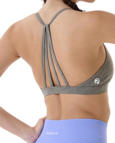 Image of AUROLA Mercury Workout Sports Bras Women Athletic Removable Padded Backless Strapy Minimal Crop Top