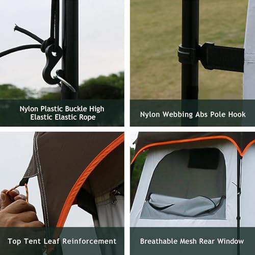 Camping Tent Shower Tent,Outdoor Changing with Built-in Hook,Holds 20 Liters of Water,63*63*95 Inch,210D Oxford Cloth Waterproof - Portable Toilet Shelter with Carrying Bag for Camping,Beach,Brown - Thumbnail 5