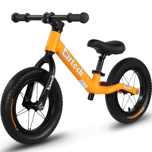 Hello-5ive 12" Balance Bike for 2, 3, 4, 5, 6 Year Old Boys and Girls, Lightweight Nylon Frame Toddler Training Bike No Pedal Bikes for Kids with Adjustable Seat and Air Tires (Yellow)