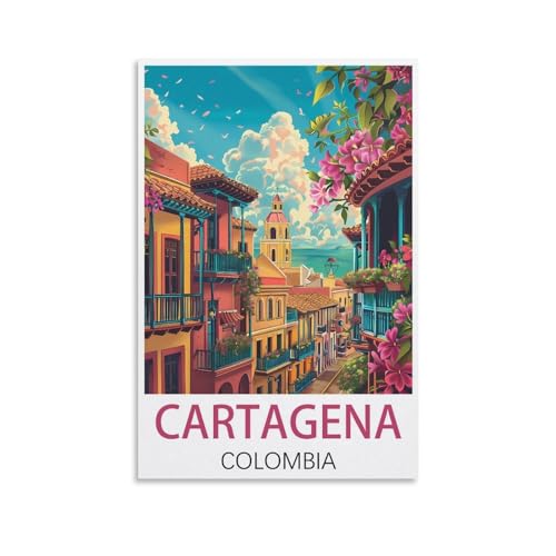 ZBBGGOZ Poster de voyage vintage Carthagène Colombie - 30 x 45 cm - Impression sur toile - Décoration moderne pour chambre à coucher