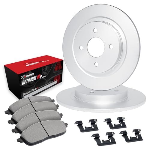 R1 Concepts Front Brake Kit Fits 1985-1990 Dodge Colt, Mitsubishi Mirage, Plymouth Colt| Optimum Oep Pads, Blank Rotors| Hardware| 9.6" Front