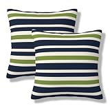 ANTARIKA Navy Blue Throw Pillow Covers Lime Green and Beige Square Pillow Cover 18x...