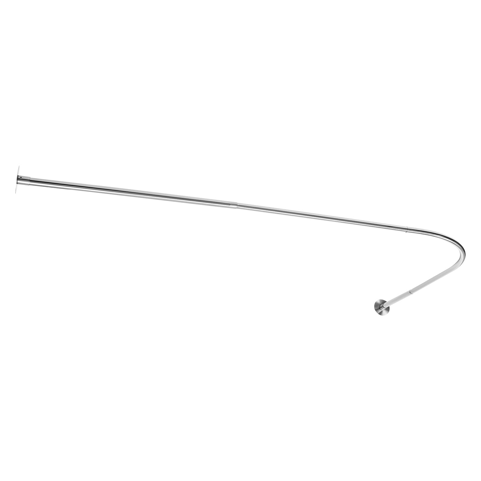 Asta per tenda da doccia a forma di L, asta angolare per tenda da doccia, 70-95x105-165cm, asta per doccia regolabile per bagno (Argento)