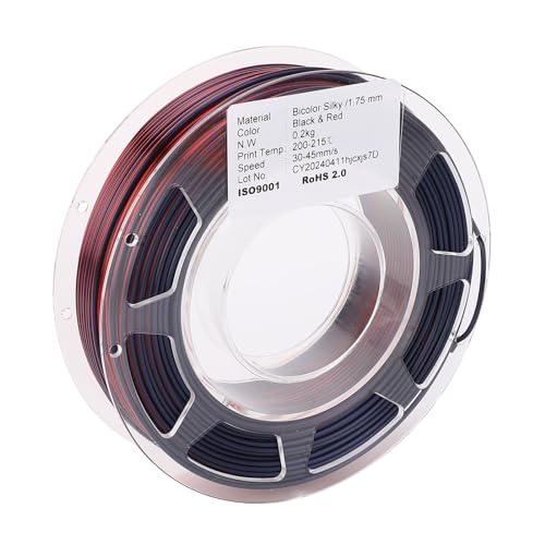 Filamento PLA 1.75mm negro seda y rojo para impresora FDM pack de 200g duradero