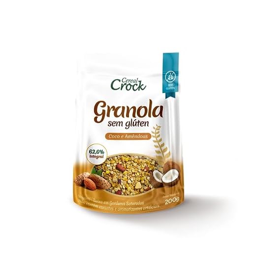 Cereal Crock Granola Sem Glúten Coco E Amêndoas Com Aveia Sem Glúten 200G
