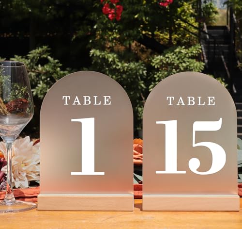 ORGANTEAM Wedding Table Numbers 1-15, Acrylic Arch Signs with Natural
