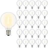 25 Pack G40 LED Replacement Bulb E12 Screw Base LED Globe Light Bulbs for Patio String Lights, Equivalent to 0.6-Watt Clear Light Bulbs
