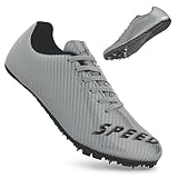 THESTRON Unisex Track Spikes Running Sprint Shoes Track & Field Shoes for Men Women Kids Cool Racing Running Sneakers Grey Black