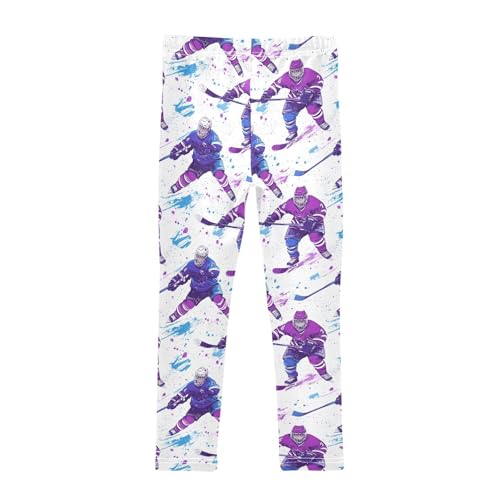 Boccsty Purple Blue Ice Hockey Grunge Girls Leggings Kids Yoga Pants Dance Active Tights 4T2