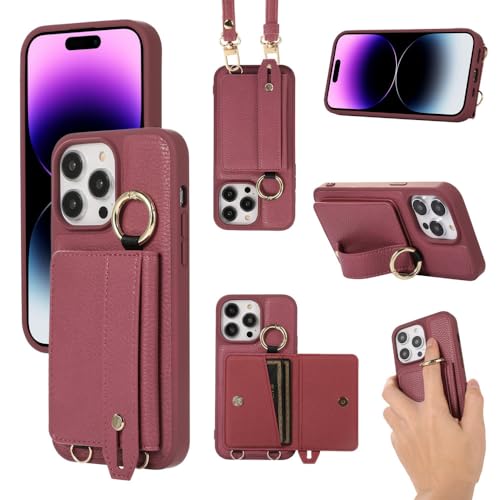 Étui de téléphone en cuir antichoc pour iPhone 11 Pro bordeaux utile