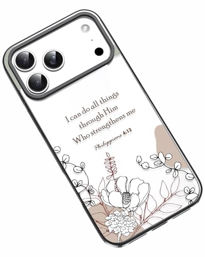 Coque iPhone 17 Pro Max antichoc fleurs et verset inspirant