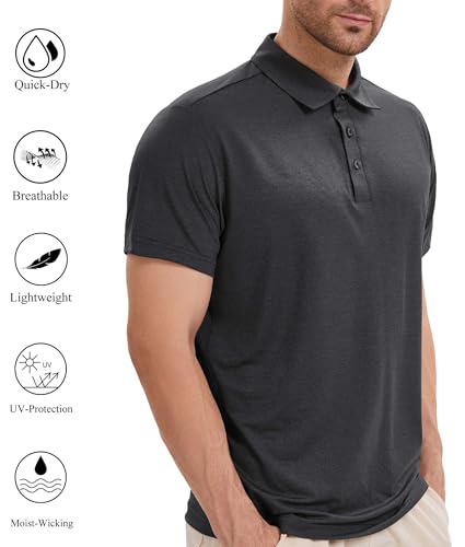 TELALEO 2 Pack Mens Polo Shirts UPF 50+ Quick Dry Performance Golf Summer Shirts Collared Moisture Wicking2