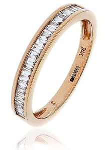 Twinkle-London 0.25CT Certified G/VS2 Baguette Cut Channel Set Half Eternity Diamond Ring in 18K Rose Gold Twinkle-London 0.25CT Certified G/VS2 Baguette Cut Channel Set Half Eternity Diamond Ring in 18K Rose Gold