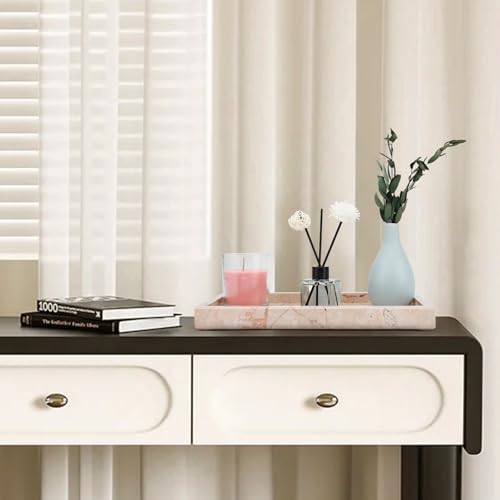Image of Marble Bathroom Tray,Pure Natural Vanity Tray,Marble Trays for Kitchen Counter Non-Ceramic /Non-Resin,Stone Tray 12 x 8 inch (Pink)