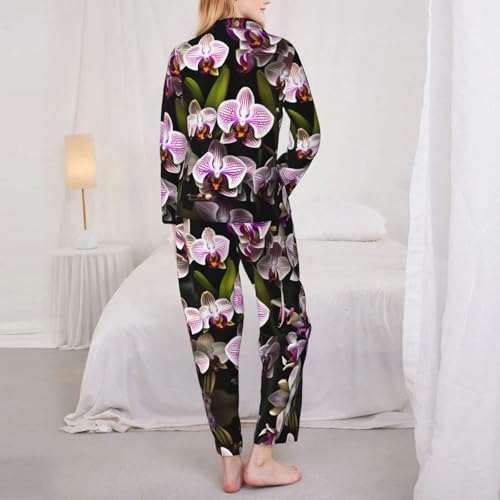 Pyjama confortable imprimé orchidées pour stopper l'inconfort nocturne - 5