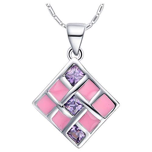 Collier en Argent 925 d'exception et son pendentif quatre bijoux carrés scintillants