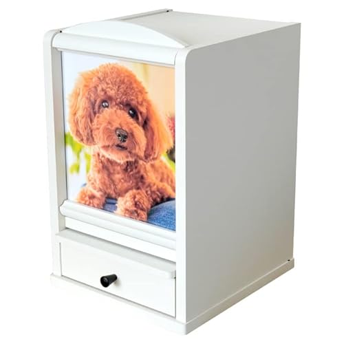ペット仏壇 かわいい 台・引き出し付 メモリアルボックス 6寸 骨壷(高20cm)サイズ (ホワイト)
