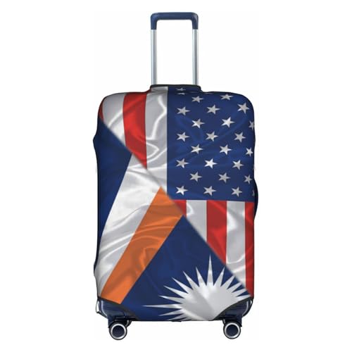 America And Marshall Islands Rosal Islanders Triangle Flag Travel Luggage Cover Washable Suitcase Case Suitcase Protector Fit Luggage Cover Large
