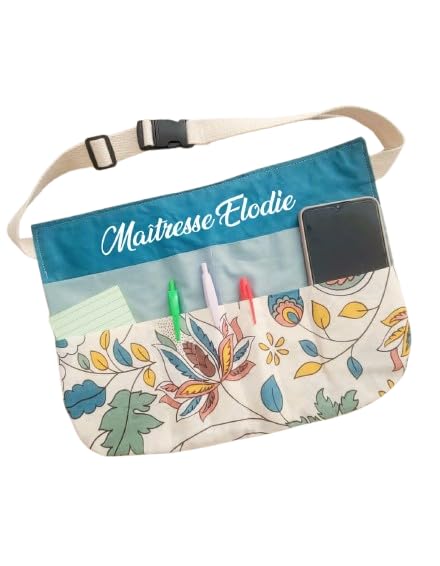 Tablier sacoche pour maitresse et enseignante avec multi-poches de rangement