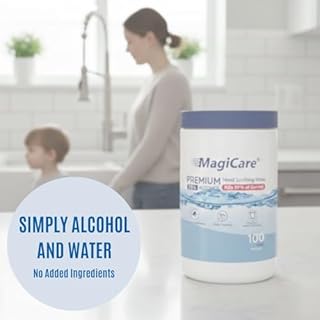 MagiCare 75% Large Alcohol Wipes (2 Canisters) - Alcohol Hand Sanitizing Wipes, Unscented - Premium Hand Wipe, Sanitizer Wipe - Home, Classroom, Cleaning, Camping - 2, 100ct Canisters (200pcs)