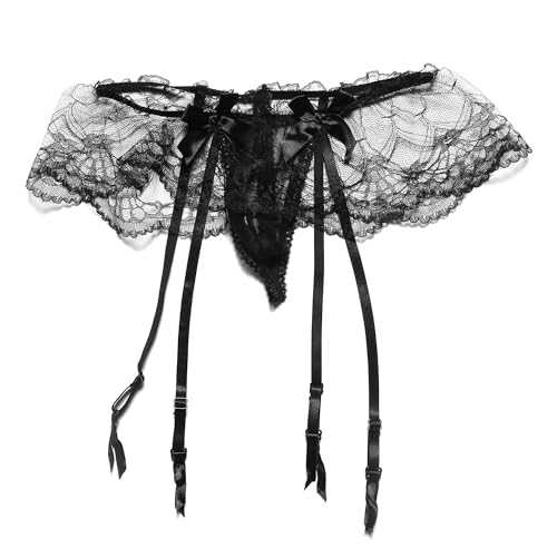 Lace Sissy Pouch Panties for Men Crossdressers Men's Lingerie Skirt G-String Underwear Briefs with Garters4