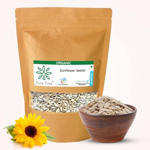Image of Pure Tree Certified Organic Sunflower Seeds | 100 g | Surajmukhi ke Beej | Raw Sunflower Seeds | Organic Seeds for Eating Rich In Healthy Fats & Fiber