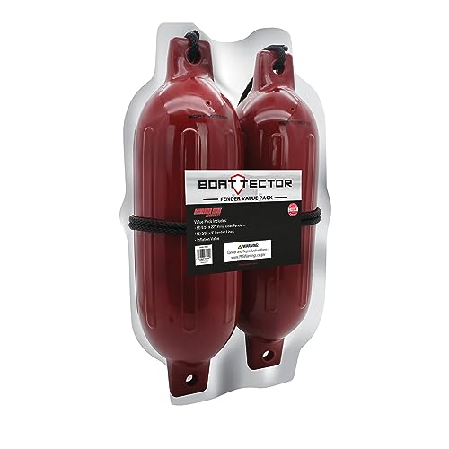Image of Extreme Max Standard 3006.7605 BoatTector Inflatable Fender Value 2-Pack-6.5 inch x 22 inch, Cranberry