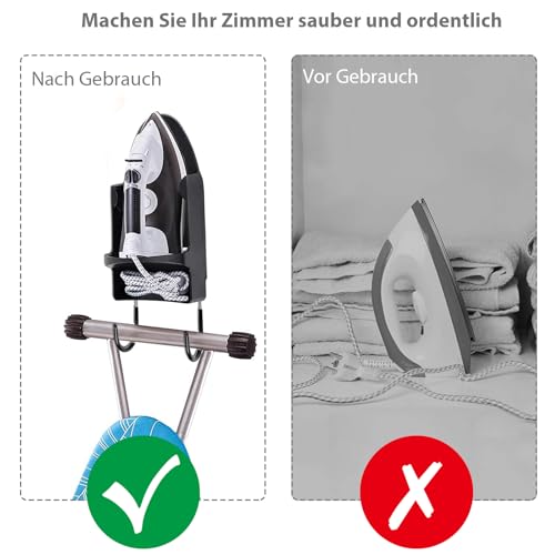 VZU Bügelbretthalter, Wandhalterung für Elektrisches Bügeleisen, Bügelbrett Aufhängung, Bügelbrett Wandhalterung, Bügelbrettständer, Bügelkorb über der Tür oder Wandhalterung in der Waschküche