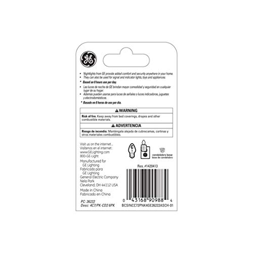 Ge Lighting 26222 4-Watt 14-Lumen C7 Night Light Bulb, Pink, 2-Pack #TOP2