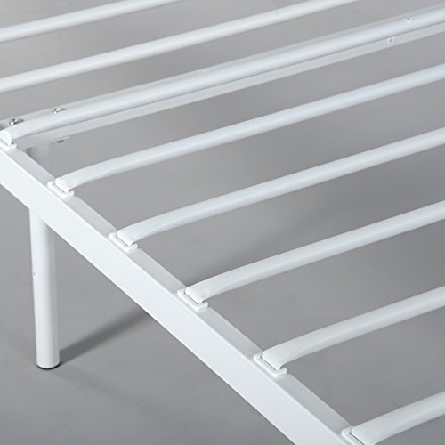 Simlife Metal Bed Frame Solid 6 Legs Two Headboards Mattress Foundation Steel Support No Box Spring Needed Sturdy Under-Bed Storage,Twin Size Beds For Kids Adults White #TOP5