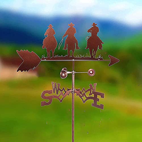 Ydhnb Weathervane With Roof Mount Weather Vane Stainless Steel Wind Direction Indicator Retro Home Decor Gift Creative Cowboy Farm Scene Shape Metal Weathervane #TOP1