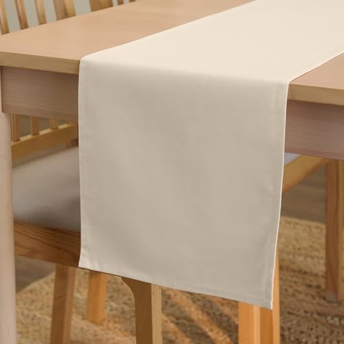 Encasa XO Table Runner Größe 32x230 cm | Baumwoll -Leinwand Stoff | Natürlich Solid Color | Waschbarer und dauerhaft