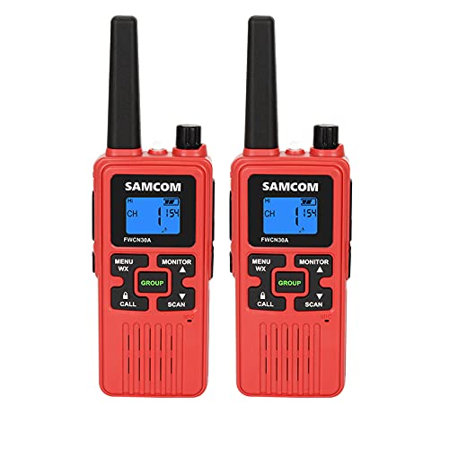Long Range Walkie Talkies, SAMCOM FRS Two Way Radios Rechargeable for Adults, Licence Free 2 Way Radio with 1250mAh Battery NOAA Weather Scan, VOX Scan for Outdoor Camping (2 Pcs Red)