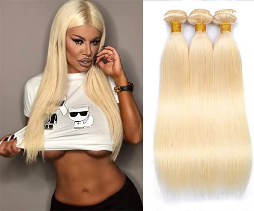 GzorOuzr 613 Straight Human Hair Bundle Blonde Hair Weave For Women 24 26 28 Inch