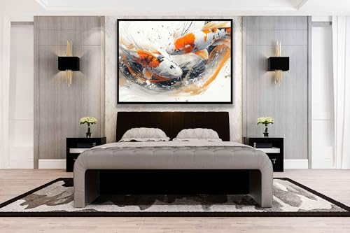 Décoration intérieure zen avec cette affiche carpes koï pour mur de salon - 2