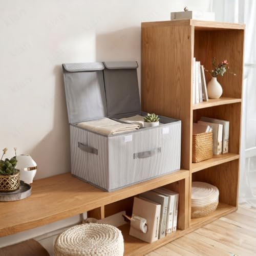 Image of Kian Foldable Storage Box And Organiser Wardrobe Cloth Organizer For Storage Box Closet Basket Bin Organiser for Books, Toys, Other Supplies With Lid (Pack of 1) (lining)