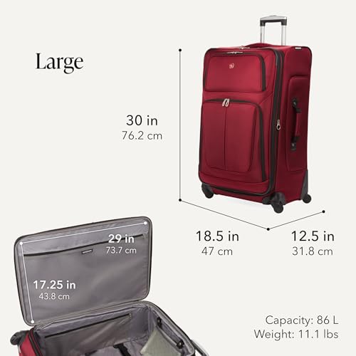 Image of SwissGear Sion Softside Expandable Roller Luggage, Burgundy, 3-Piece Set (21 /25 /29)