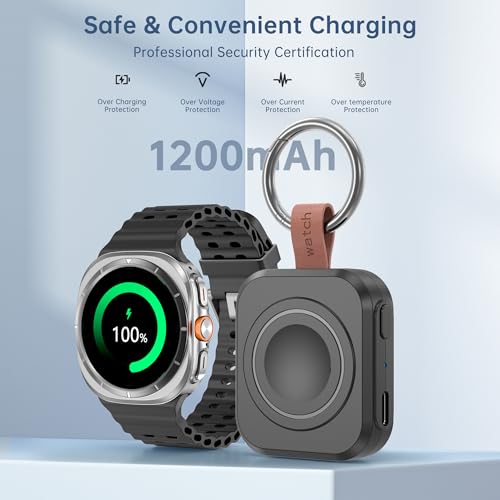 Image of for Samsung Galaxy Watch Charger,1200mAh Portable Charger for Samsung Galaxy Watch 7 /Ultra /6 /6 Classic /5 /5 Pro /4 /3,Active 2 /1,Wireless Magnetic