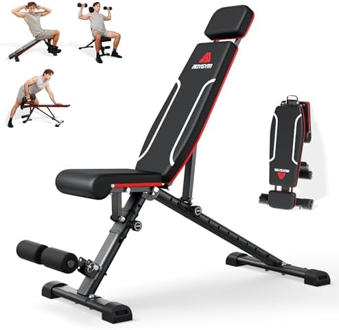 Roygym Folding Weight Bench, Multi-Function Workout Bench with Ad...