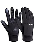Winter Fahrradhandschuhe Warm Winddichte Reithandschuhe Touchscreen Fahrrad Handschuhe rutschfeste Performance Sport Handschuhe für Damen Herren Laufen Radfahren Klettern, Schwarz L